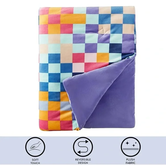 URBAN SHOP Vibrant Multicolor Checkered Throw Blanket - Picture 3 of 9